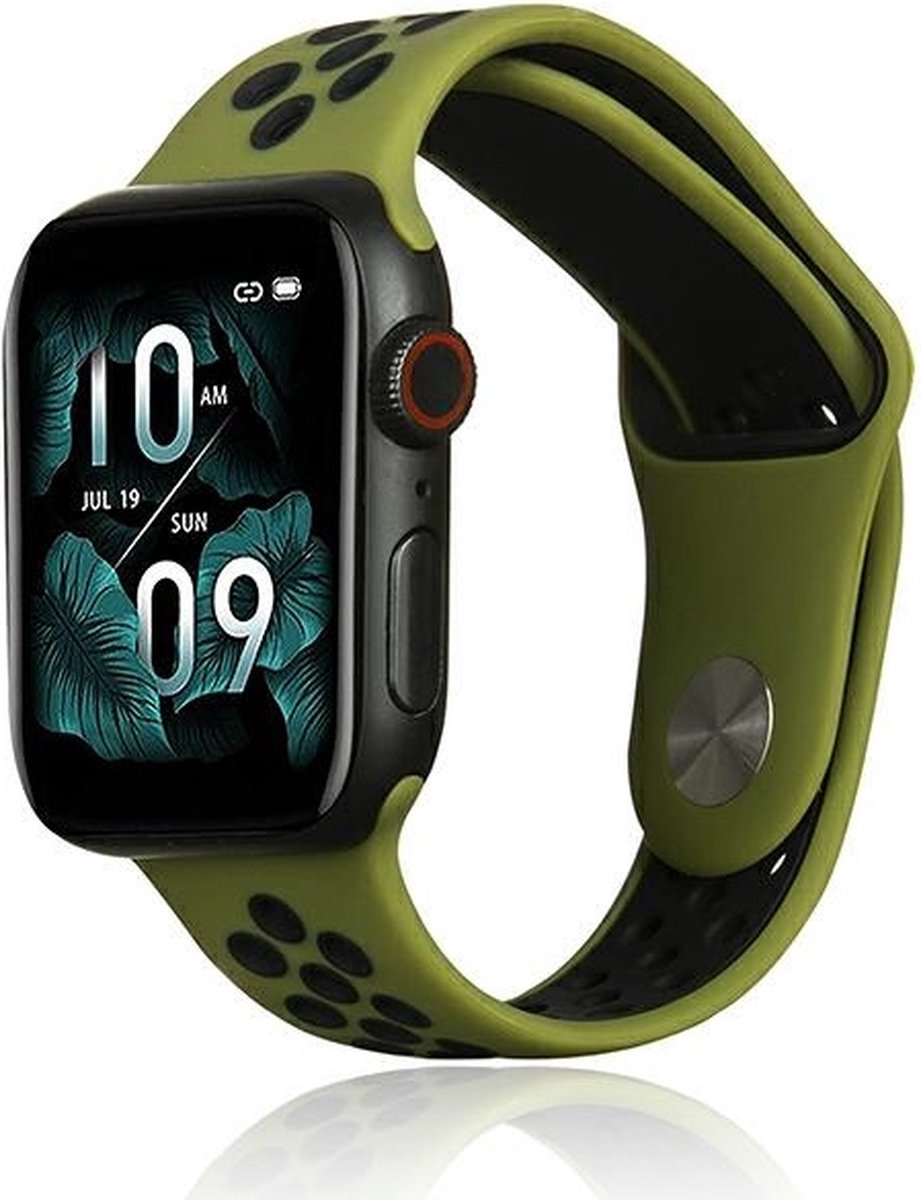 Beline Apple Watch Sport Siliconen band 42/44/45/49mm groen-zwart groen/zwart