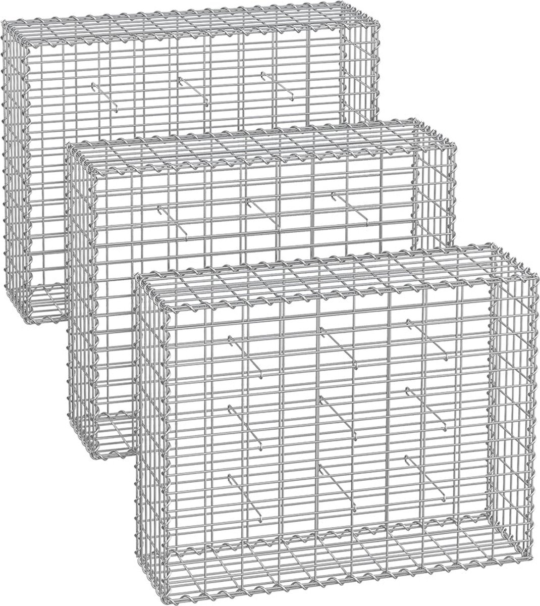 Heavy Duty Silver Gabion Set - Metaaldraadgaas - Gegalvaniseerd staal - Eenvoudige montage - 100 cm x 80 cm x 30 cm