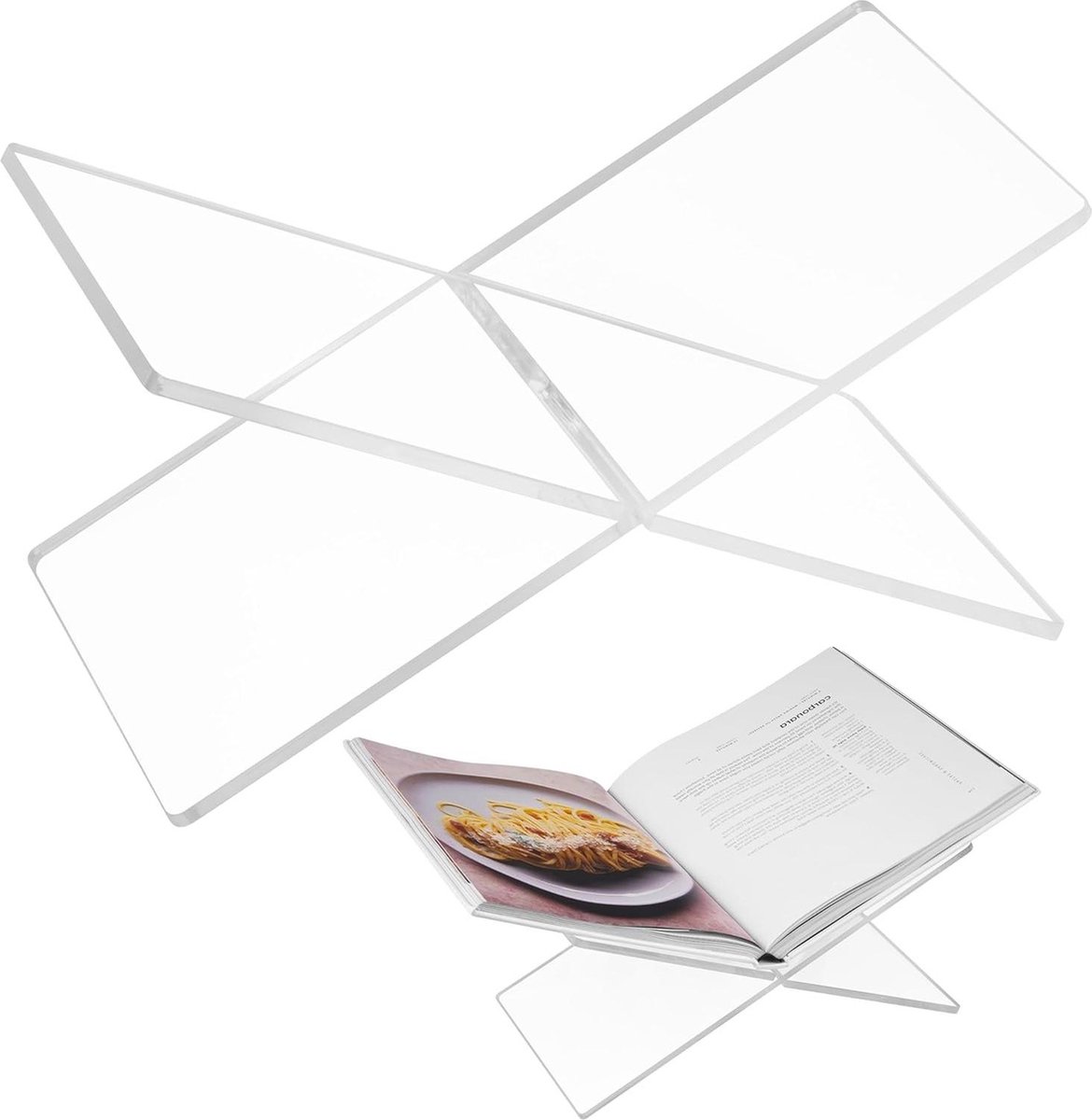 Boekenstandaard Doorzichtig Acryl 2 Stuks Transparante Tafeltop Leesboeken Houder Werkblad Cradle voor Open & Gesloten Magazines Tekstboeken Kookboeken Bijbel 28 x 152 x 14 cm