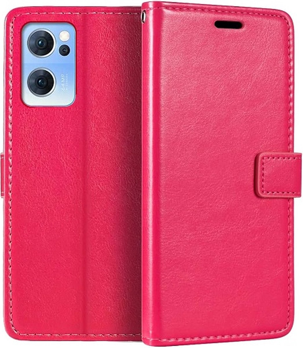 OPPO Reno 7 Hoesje Met Pasjeshouder Bookcase Roze