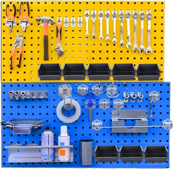 Fifibang 12-delig Gatenwand Opbergsysteem - Kunststof Bakken Met Haken Voor Werkplaats Of Garage