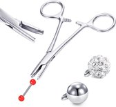 Set Piercing 7 Pièces En Acier Inoxydable - Pince, Dévissage Boules, Tiges Filetées - Pour Oreille, Nez - 11