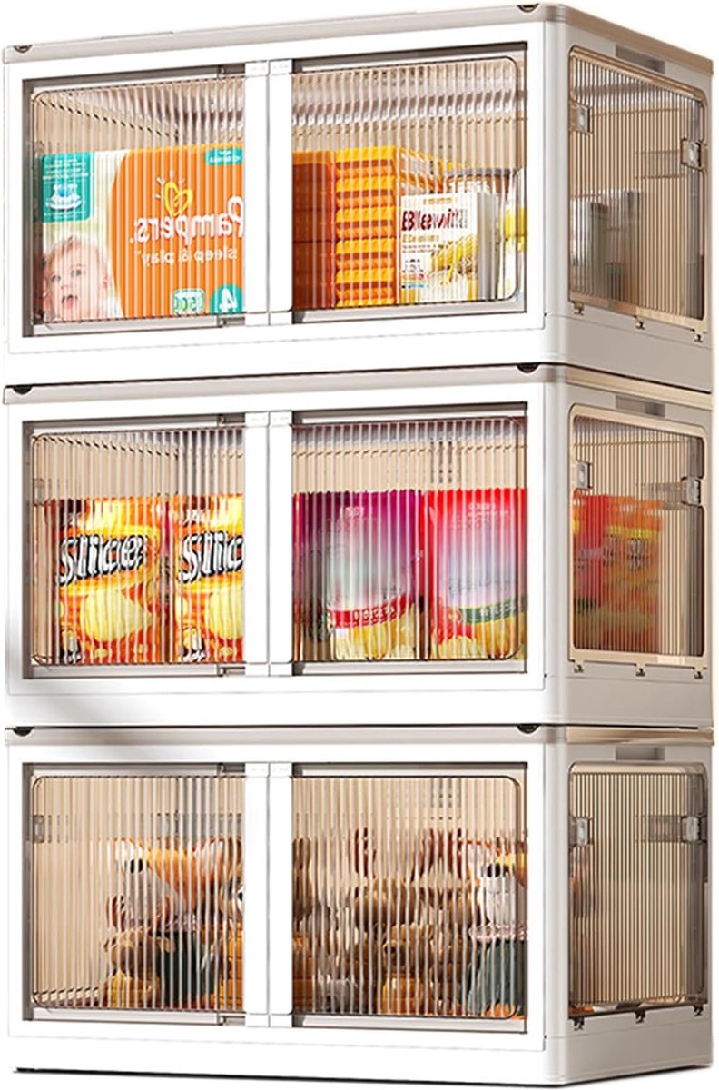 Goodivery ® Transparante Opbergdoos Set met Deksel, Grote Opbergdozen, 72 L Capaciteit, Stapelbare en Inklapbare Dozen voor Kasten en Speelgoed