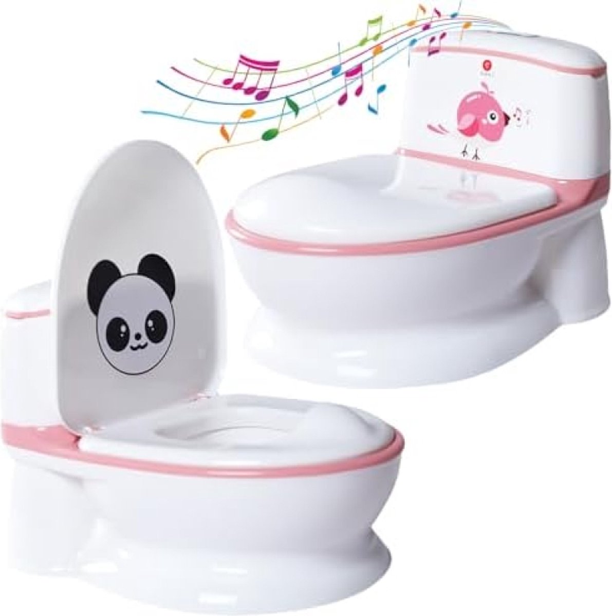 Goedkoopste Baby Toilet Potje Realistisch Geluid Doorspoelen, Toilet Training voor Jongens en Meisjes, Stabiel, Comfortabel, Verwijderbaar Bakje. Ideaal eerste toilet. (roze