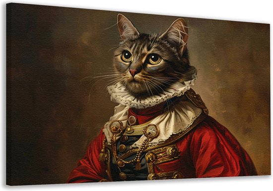 Kat wanddecoratie - Dieren portret - Canvas schilderijen Kleding - Schilderijen op canvas industrieel - Schilderij op canvas - Muur kunst canvas 70x50 cm
