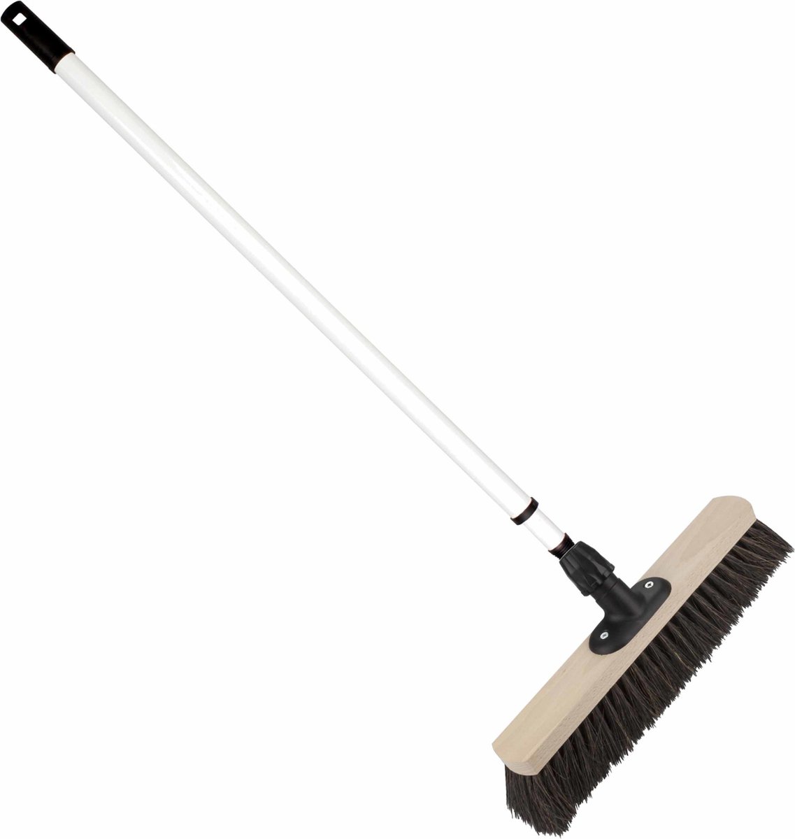 Goedkoopste Houten straatbezem/buitenbezem Arenga 40 cm met metalen telescoopsteel wit 80 - 130 cm - Harde buitenbezems