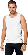 Sport singlet voor heren - Tanktop hemd - Wit - Herenkleding - Mouwloze t-shirts - sportkleding L