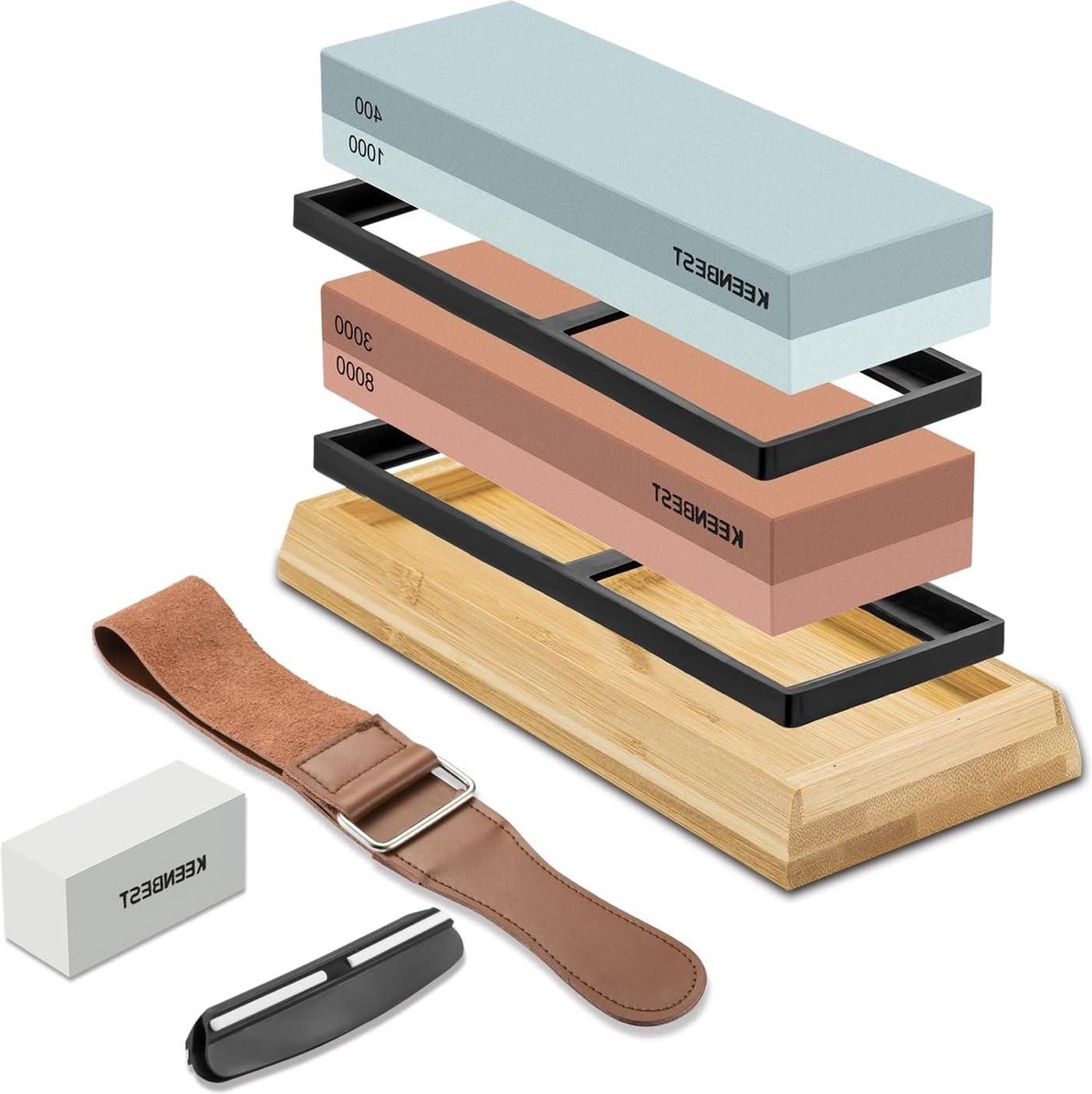Premium Slijpsteen Set 400-1000-3000-8000 Japanse Messenslijper Natte Steen Rood