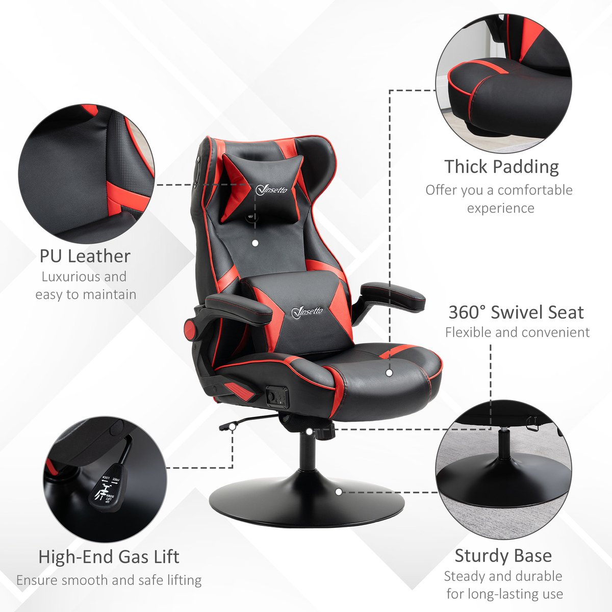 Vinsetto Gamingsessel mit Lautsprecher 921-576 - afbeelding 3