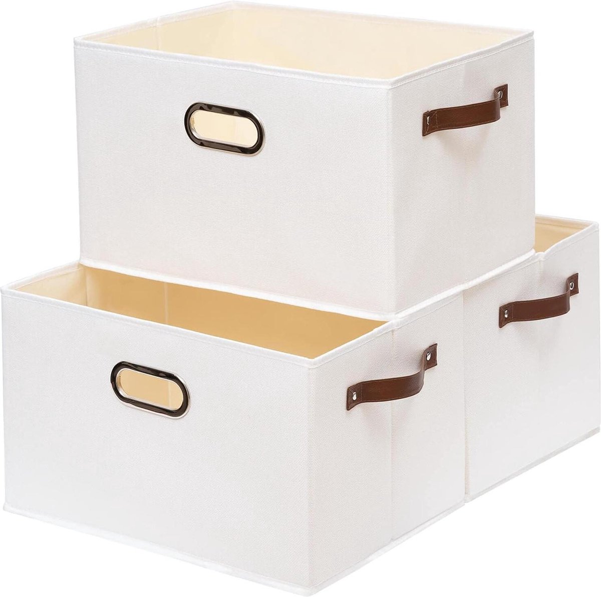 Opvouwbare opbergdozen open plank voor slaapkamer - Set van 3 - Wit - 43 x 30 x 26 cm