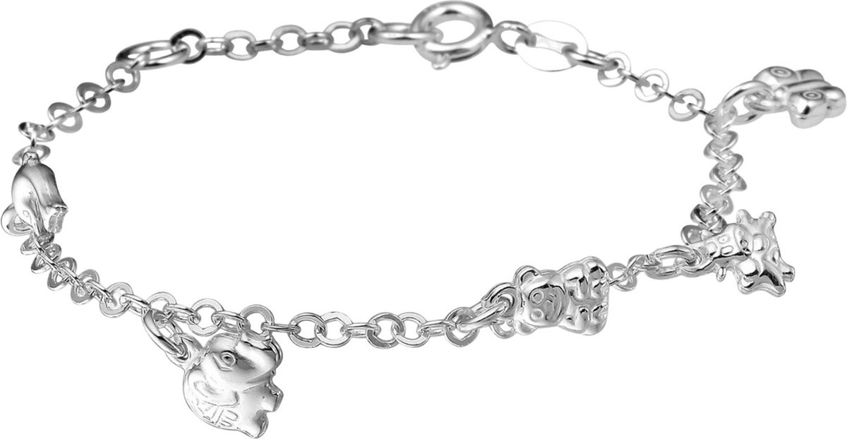 Lucardi Meisjes Armbandje met hanger met plating - Dier - Cadeau - 925 Zilver - Zilverkleurig