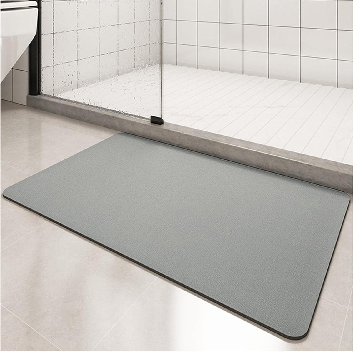 Antislip badmat superabsorberend sneldrogend donkergrijs 80 x 50 cm