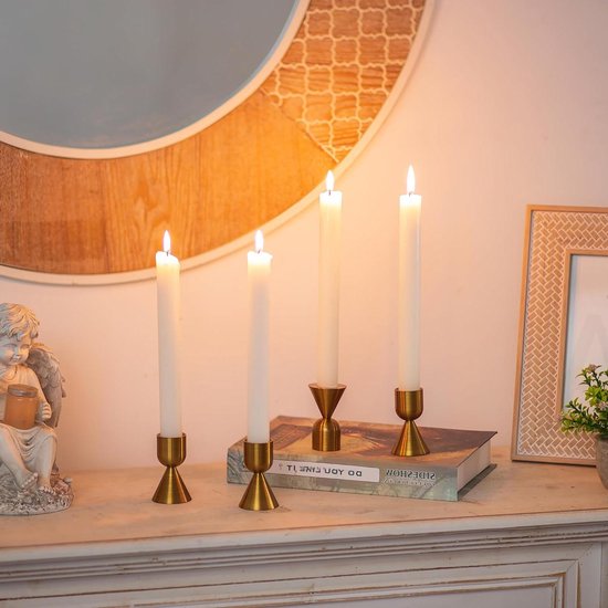 4 Stuks Gouden Kandelaarhouders voor Conische Kaarsen - Aluminium - Diner Tafelversiering - Bruiloft - Feest - Haard - Kerst