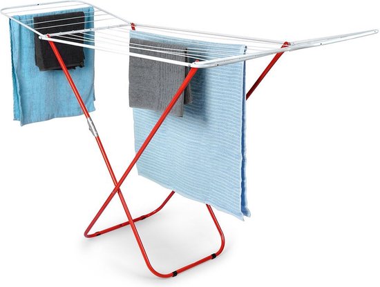 Droogrek inklapbaar - droogtoren met wielen - hoogte 172 cm - staand wasrek - 4 niveaus