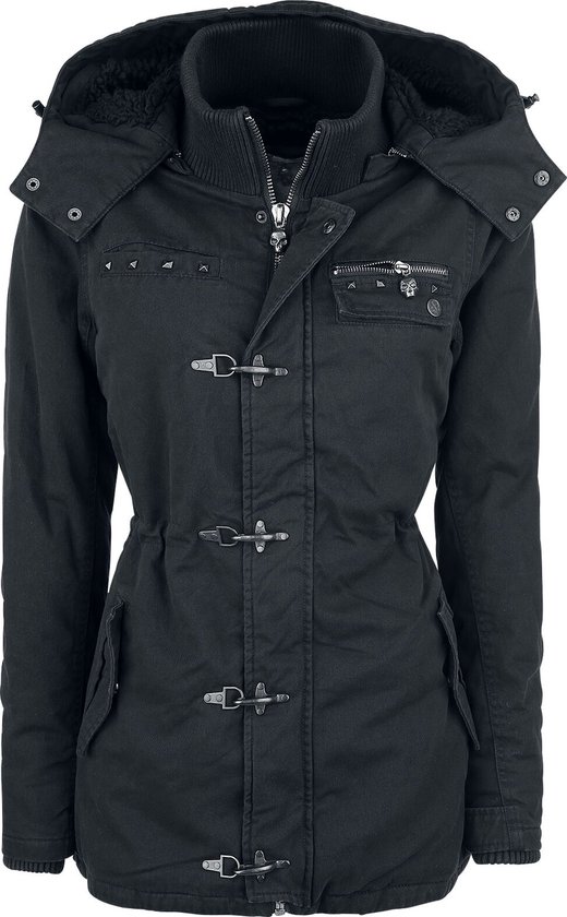 Manteau d'hiver noir à rivets Rock Rebel by EMP - Femme - XXL