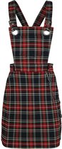 Hell Bunny Clash Pinafore Dress Medium-lengte jurk zwart-rood S Dames