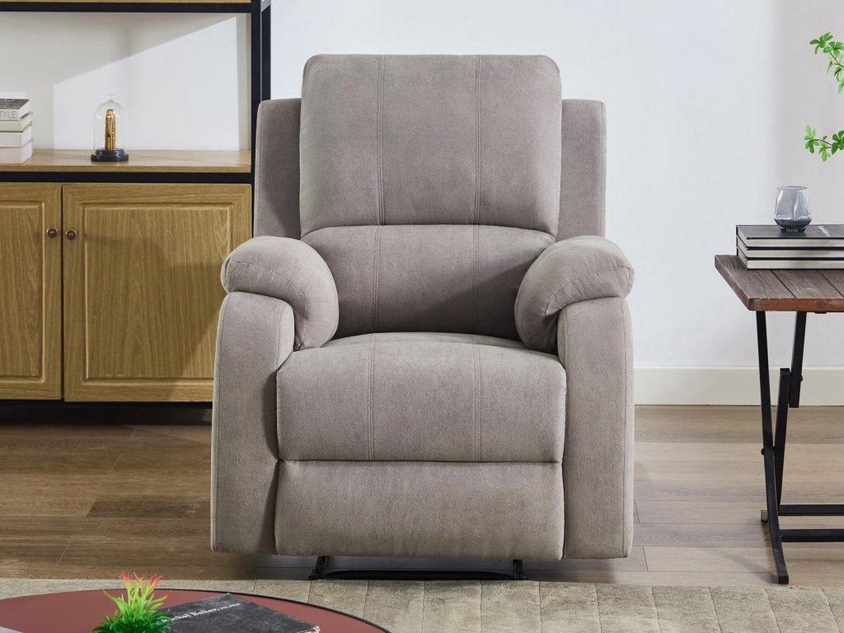 Vente-unique Relax-fauteuil in lichtgrijze microvezel BRODY