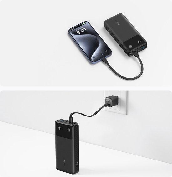 Belkin BoostCharge 3-Port Laptop Powerbank 20K, USB-C-Anschlüsse und USB-A-Anschluss, USB-C Power Delivery, tragbares Schnellladegerät für MacBook, iPhone 17, 16, iPad Pro, Galaxy S24 usw. – Schwarz