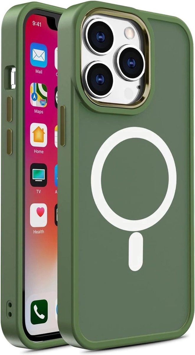 Magnetisch - hoesje - met MagSafe Color Matte Case voor iPhone - 15 - groen