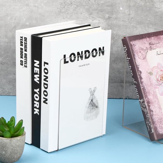 Lot De 6 Serre-livres En Acrylique Transparent - Gain De Place, Pour étagères, Bureau