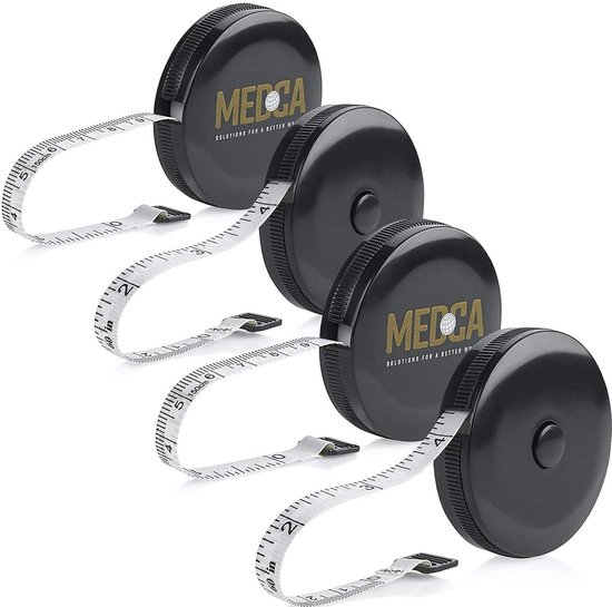 150 Cm / 60 in Lichaamsmeetlint Zacht Intrekbaar Meetlint Hoofd Heupen Benen Taille Meetinstrument voor Mannen en Vrouwen Fitness en Gewichtsverlies (zwart