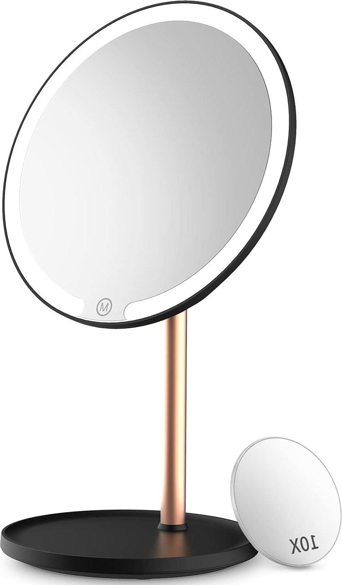 Make-up spiegel Oplaadbaar- 10x vergroting - Mini-make-upspiegel - 3 kleurlichten - Dimbaar - Aanraaksensor - Draagbaar voor op reis