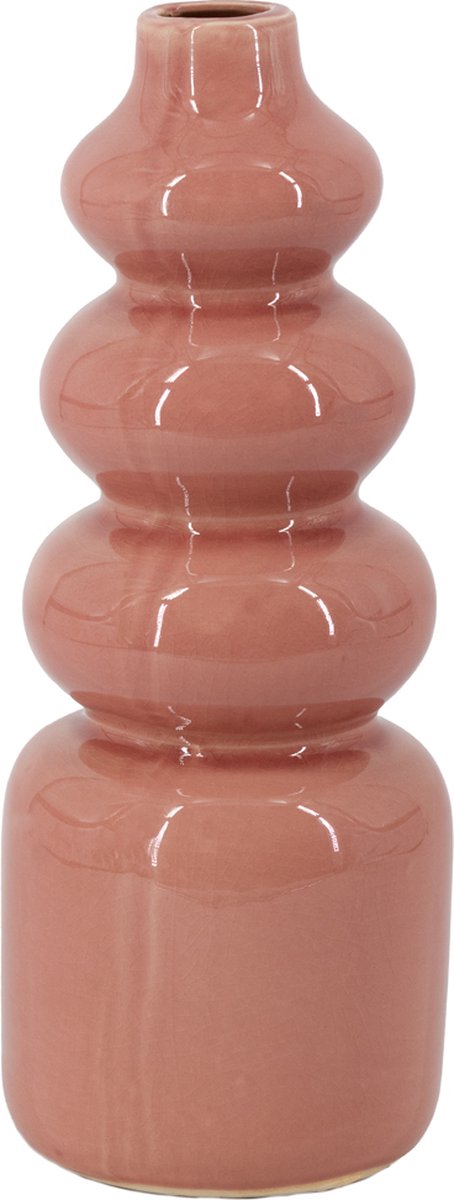 homebound by ky Aardewerk vaas disk pink | 14,5x14,5x37cm | bloemenvaas keramiek schijven roze