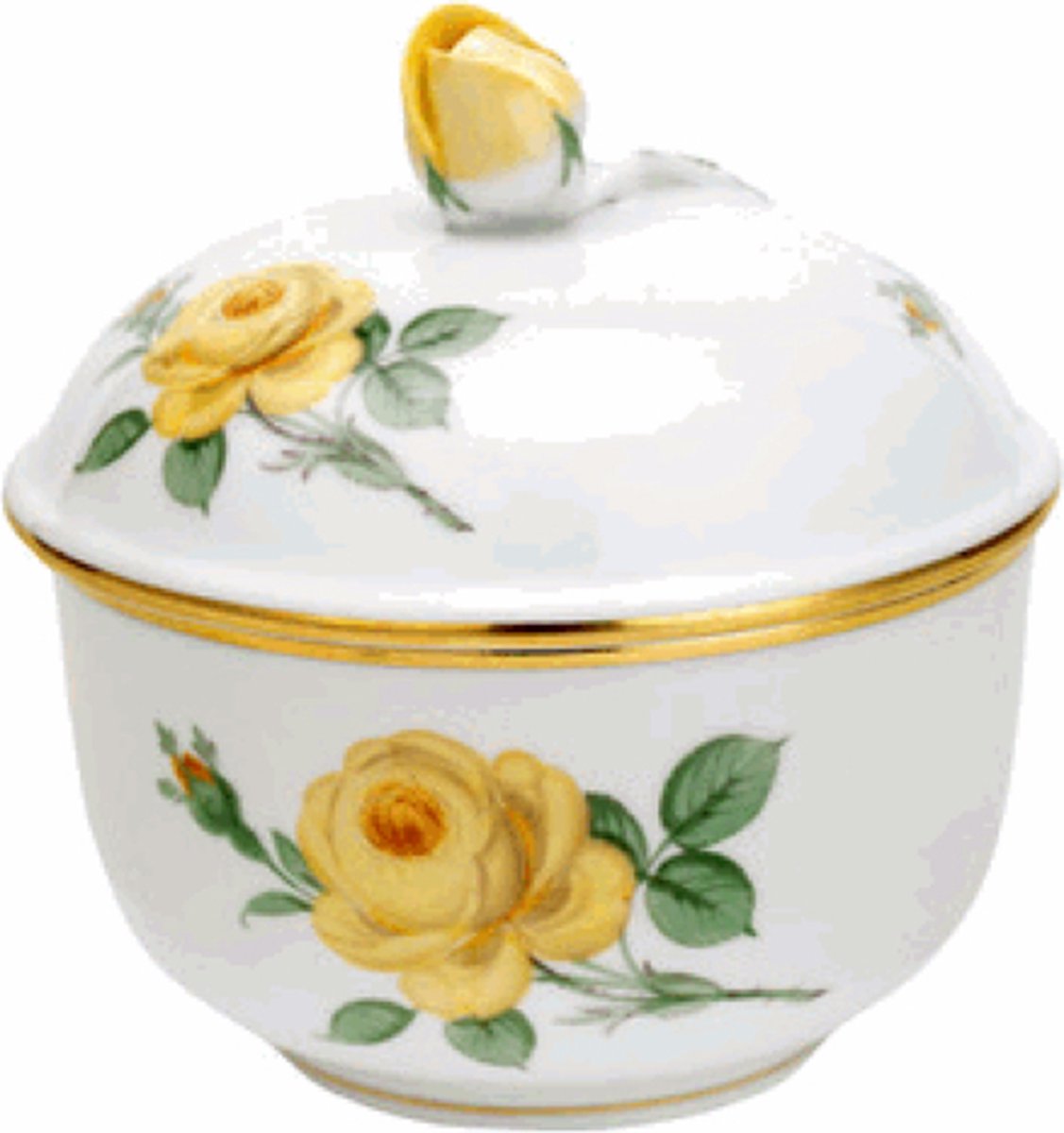 Suikerpot | Meissen | Gele roos