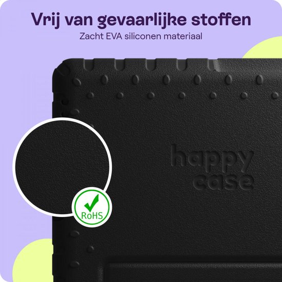 HappyCase Candy+ Housse Kinder adaptée au Samsung Galaxy Tab A9 | Étui pour tablette avec protecteur d'écran intégré | Adapté aux enfants | Housse de protection | Poignée et support | Couverture pour enfants | Noir