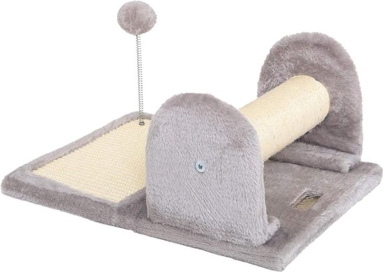 Lionto Kleine Krabpaal Met Pluche Bal & Krabboog, 43 Cm Hoog Comfortabele Ligplek Van Zacht Pluche Stabiel Sisaltouw Voor Grote Katten Bruin Beige 649752710