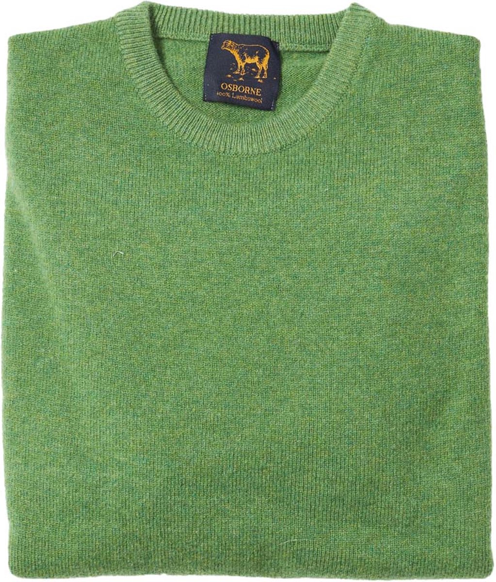 Osborne Knitwear Trui met ronde hals - Sweater heren in Lamswol - Pullover Heren - Watercress - XL