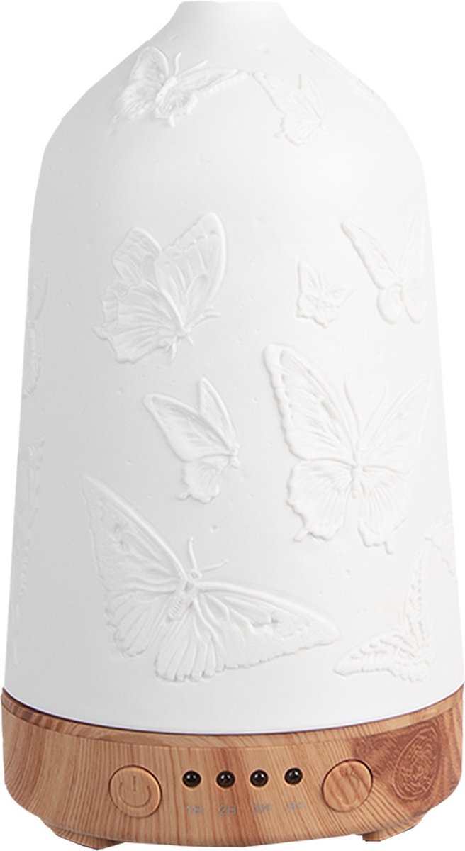 Goedkoopste Clayre & Eef Aroma diffuser Ø 9x17 cm Wit Porselein Vlinders