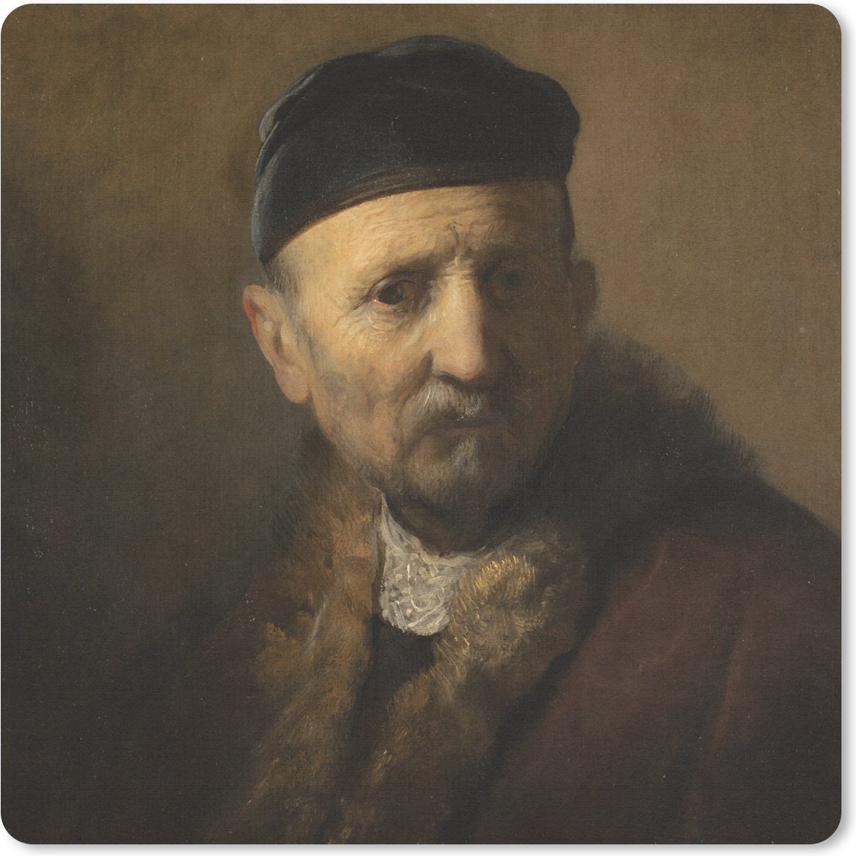 Muismat 30x30 cm - Mousepad Tronie van een oude man - Rembrandt van Rijn - Muismatten