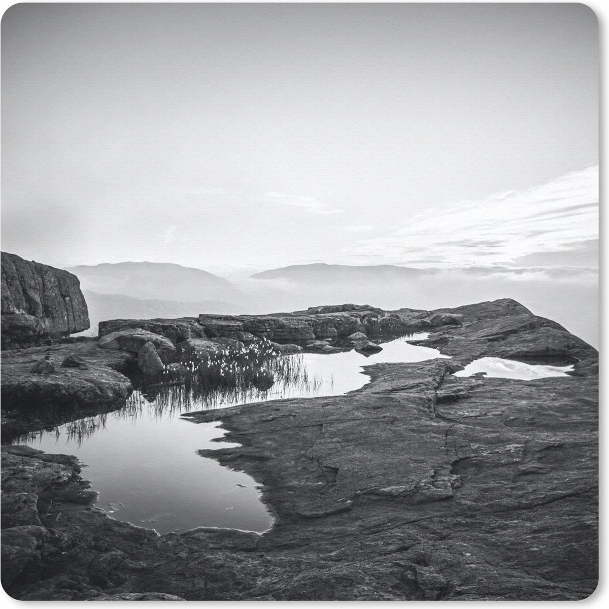 Muismat 30x30 cm - Mousepad Natuurfoto zwart-wit - Muismatten