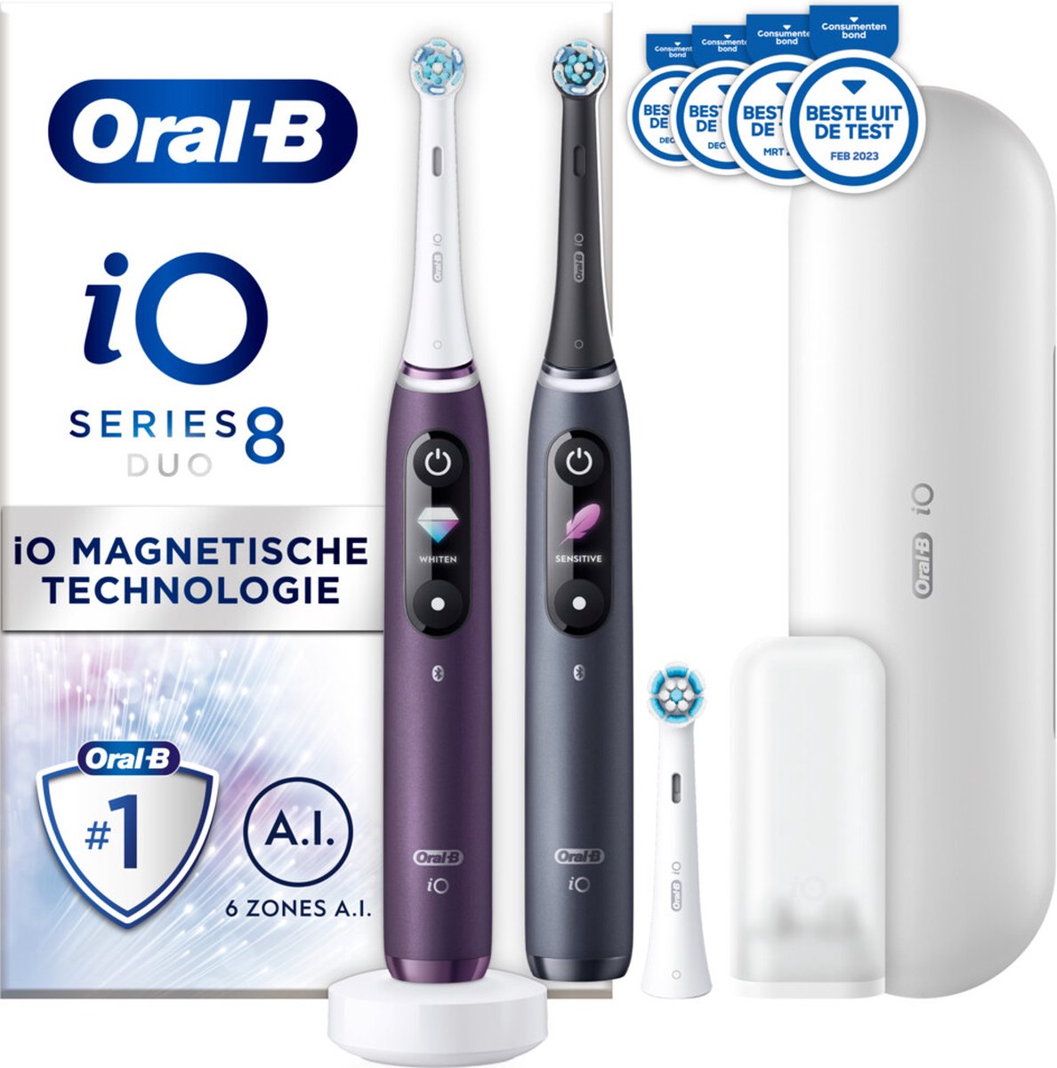 Oral-B iO 8 Elektrische Tandenborstel Paars en Zwart Duopack - Oral-B - €299,95