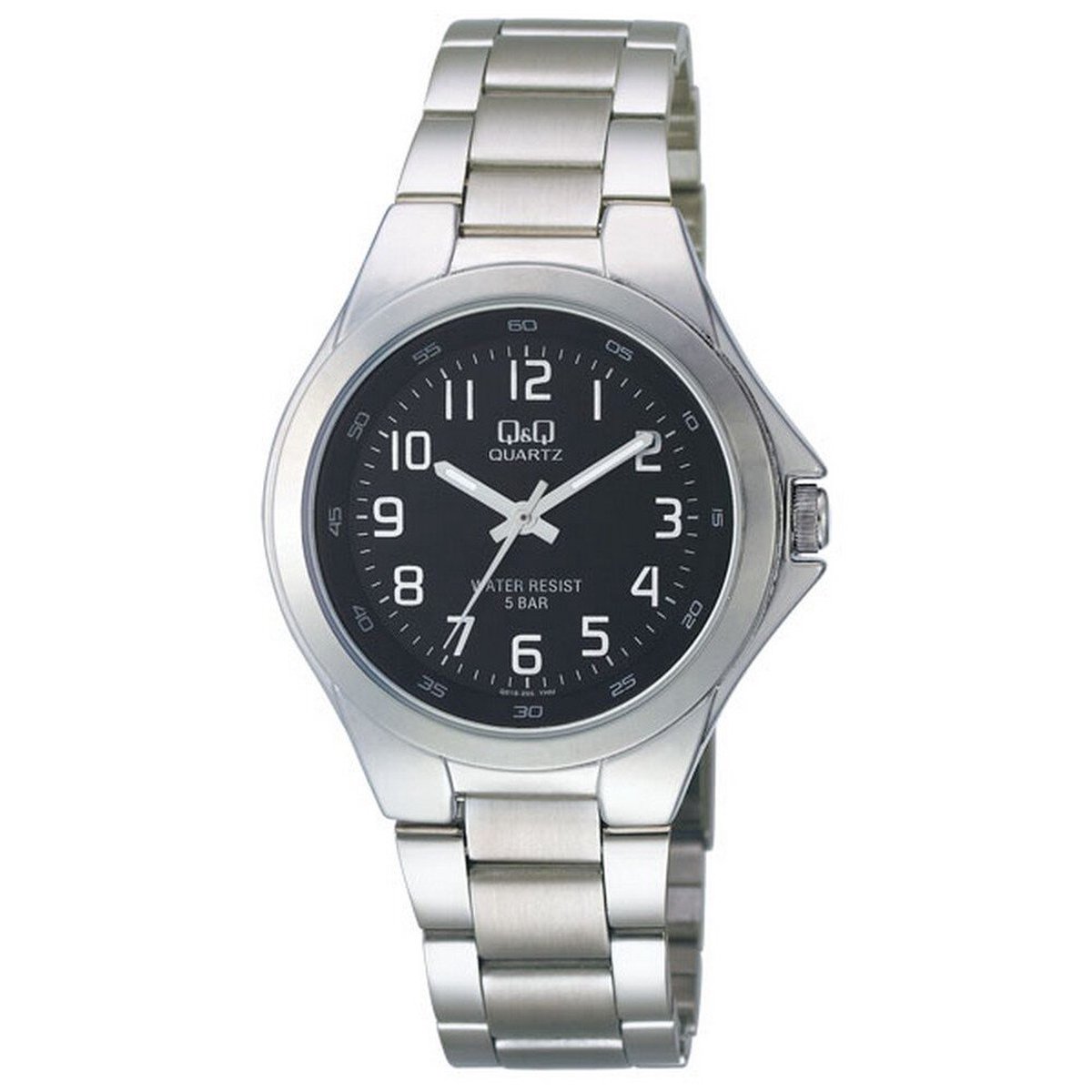 QQ Q618J205Y - Horloge - Analoog - Heren - Mannen - stalen band - Rond - Cijfers - Staal - Zilverkleurig - Zwart