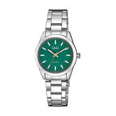 Q&Q Q82A-003PY - Montre - Analogique - Femme - Femme - Bracelet Acier - Rond - Métal - Rayures - Argent - Vert - 5 ATM