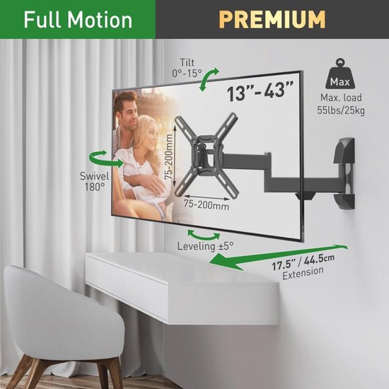 Tv Beugel 55 Inch Draaibaar Kantelbaar