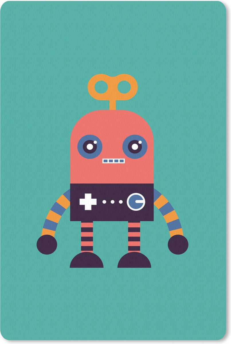Muismat 18x27 cm - Mousepad Robot - Speelgoed - Gezicht - Roze - Jongens - Kinderen - Muismatten