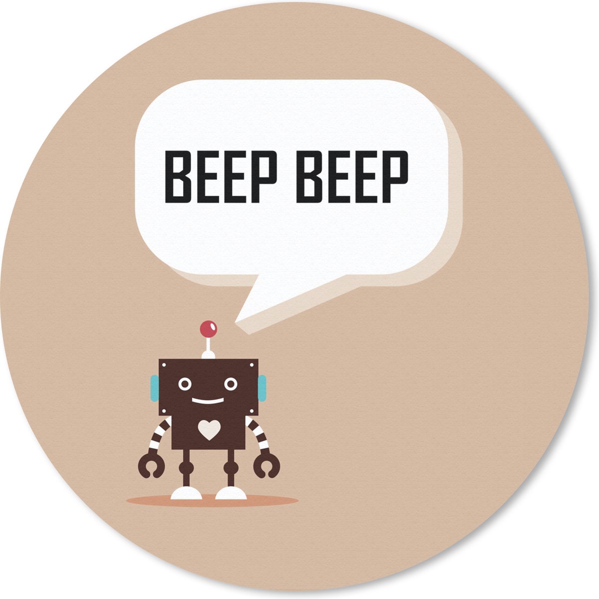 Muismat rond 20x20 cm - Mousepad Spreuken - Quotes - Beep beep - Robot - Hart - Kids - Jongens - Ronde muismatten