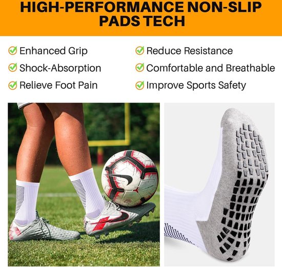 Voetbalsokken antislip voor heren en dames - ademende anti-blaren sokken - grip voor voetbal, basketbal, trekking - handbal, yoga, fitness - 2/3 paar gripsokken voetbal van V-liyos. — afbeelding 5