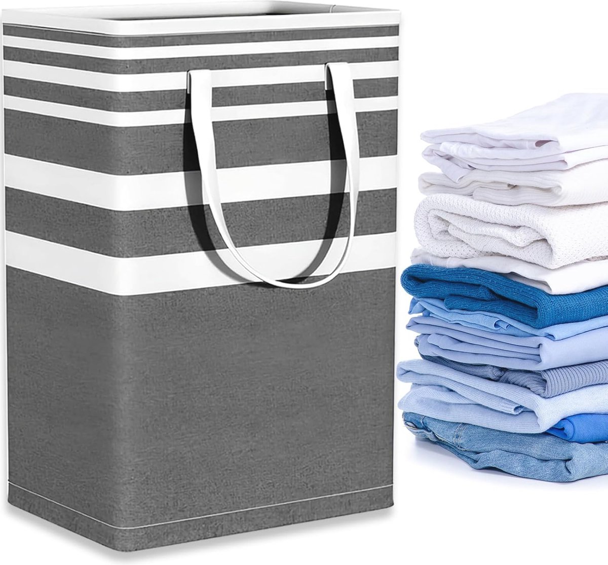 Goedkoopste Dubbele bamboe wasmand met deksel 74l - Praktische vuilnis sorteerbox voor badkamer