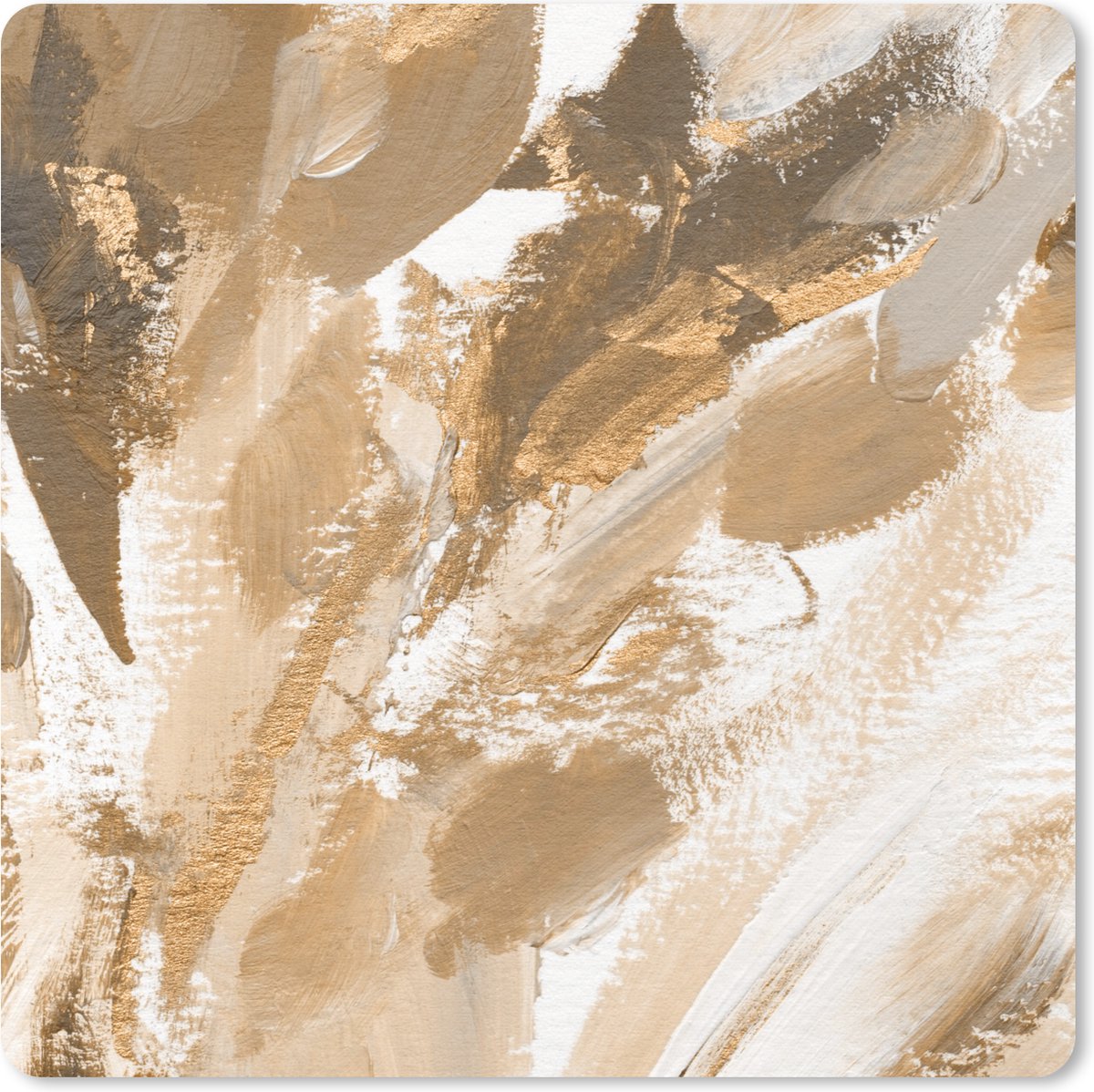 Muismat 30x30 cm - Mousepad Verf - Goud - Wit - Muismatten