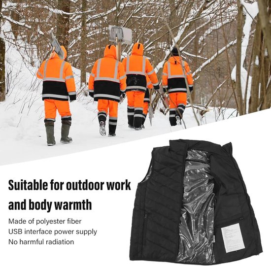 Thermisch vest Verwarmd vest Heren Dames, USB Elektrische verwarmingsvesten, 3 temperatuurniveaus Elektrisch verwarmde jas, wasbaar, winterwarm vest Jassen voor jagen, buiten, kamp