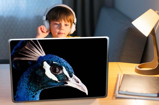 Sticker ordinateur portable - 17,3 pouces - Paon - Animal - Blauw