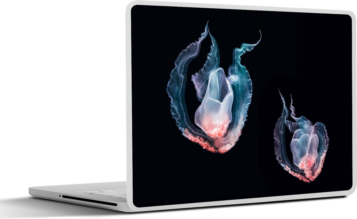Laptop sticker - 13.3 inch - Kwallen - Zeedieren - Zwart - 31x22,5cm - Laptopstickers - Laptop skin - Cover
