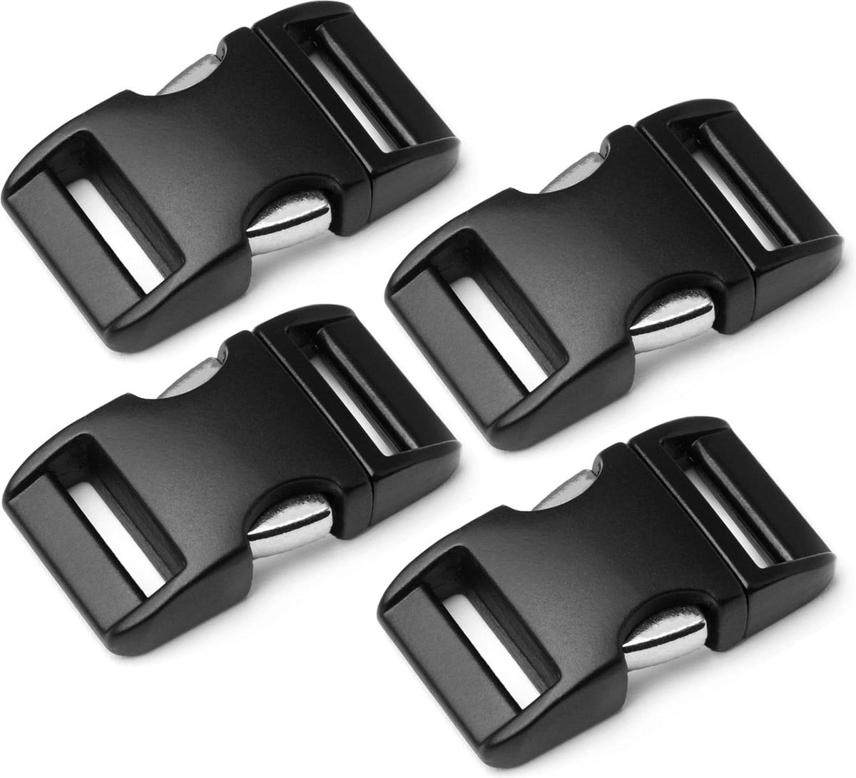 Metalen kliksluiting Alumaxx set van 4 5 8 Paracord-armbanden hondenhalsbanden oppervlak gepoedercoat mat zwart