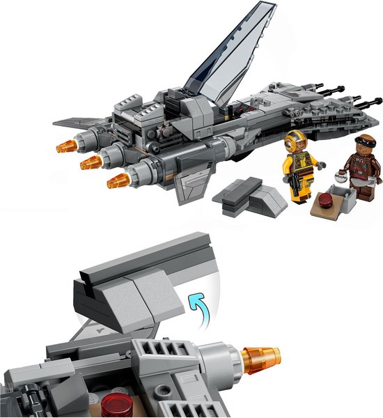 LEGO Star Wars Pirate Snub Fighter met opengewerkt cockpit, twee minifiguren: Snub Fighter Pilot en Vane.