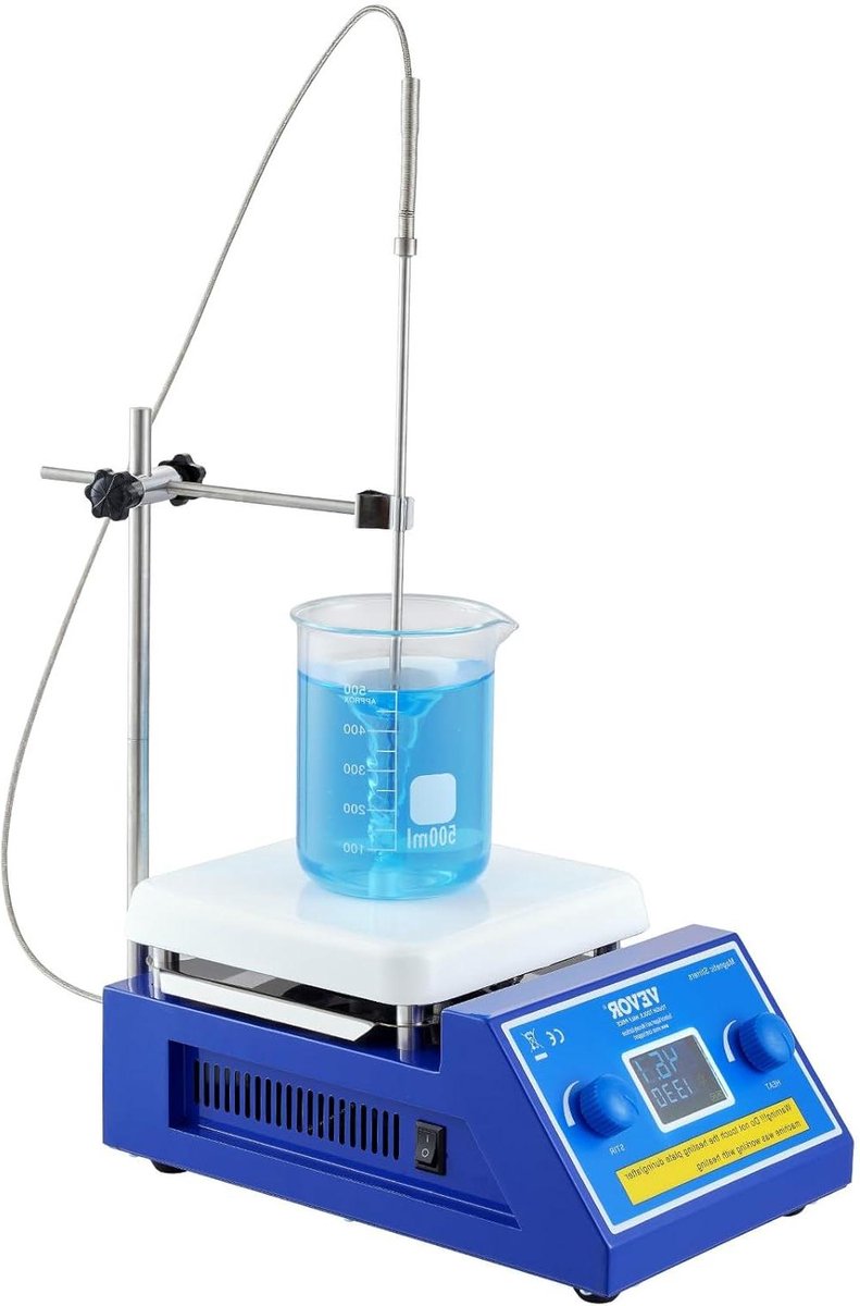 Magneetroerder-verwarmingsplaat 300 graden 0-2000 omwentelingen verwarmingsplaat 5000 ml - led-scherm steunstandaard roerstaven - 500 W