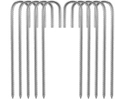 Heavy Duty Trampoline Tenten Anker Grond Pinnen - Gegalvaniseerd Staal Roestvrije J Haak Wapening Stakes - Trampolines Kamp Tuin Schuur Schuur Schommelingen - 12 inch Beitel Point End
